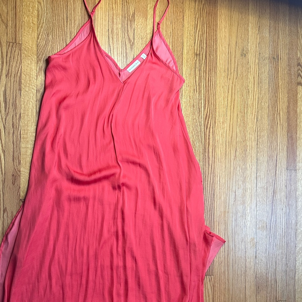 Van Winkle & Co. Solid Washed Satin Sleeveless V-Neck Maxi Chemise
